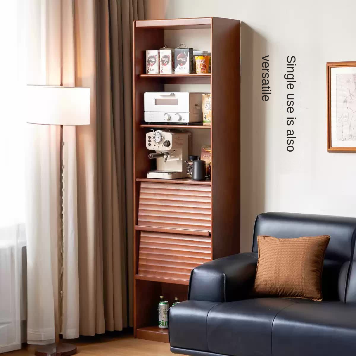 Rubber Solid Wood Bookcase Household Storage.