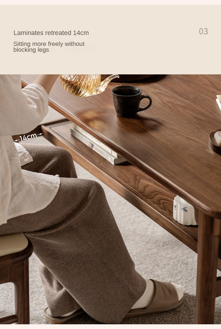 Ash, Black Walnut Solid Wood Double-Layer Coffee Table