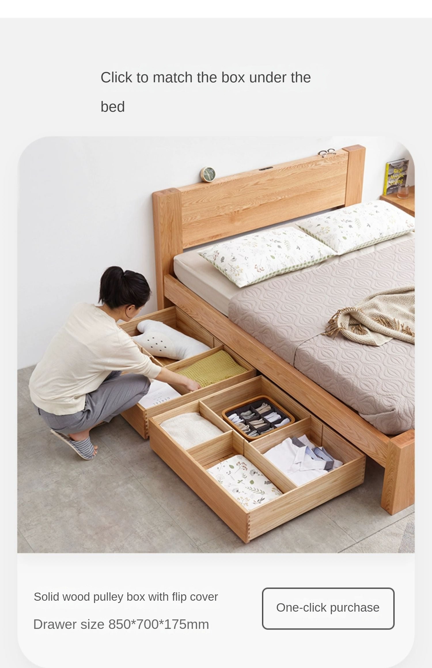 Oak Solid Wood Luminous Bed