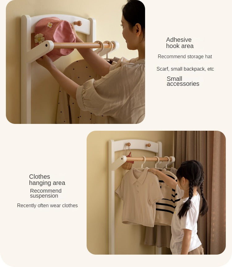 Poplar Solid Wood Clothes Hanger Nightstand-