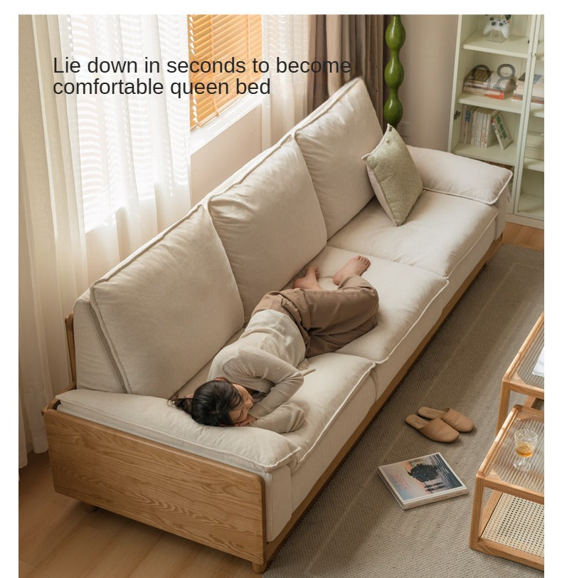 Ash Solid Wood Straight Sofa Modern.