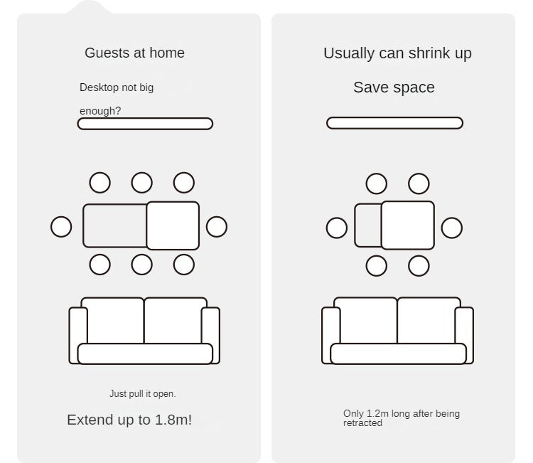 Oak, Black Walnut Solid Wood Retractable Modern Tea Table