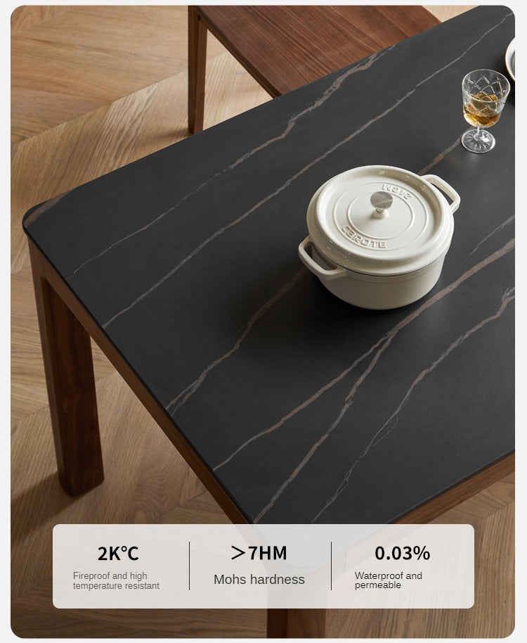 Black Walnut, Sandalwood Solid Wood Rock Slab Dining Table