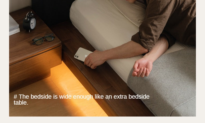 Black Walnut Solid Wood Leather Soft Suspended Bed