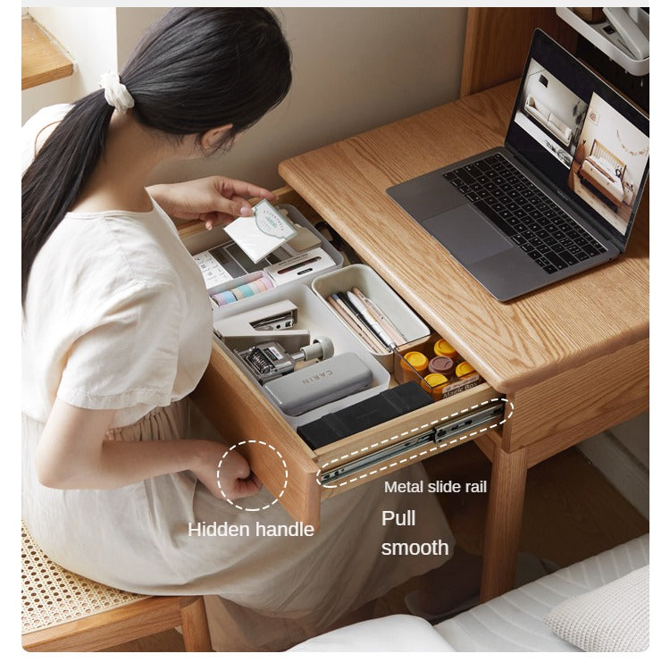 Oak Solid Wood Desk Bookshelf