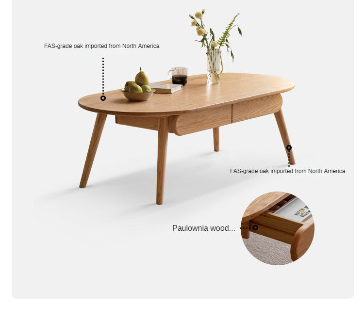 Oak, Solid Rubberwood Luxury Coffee Table