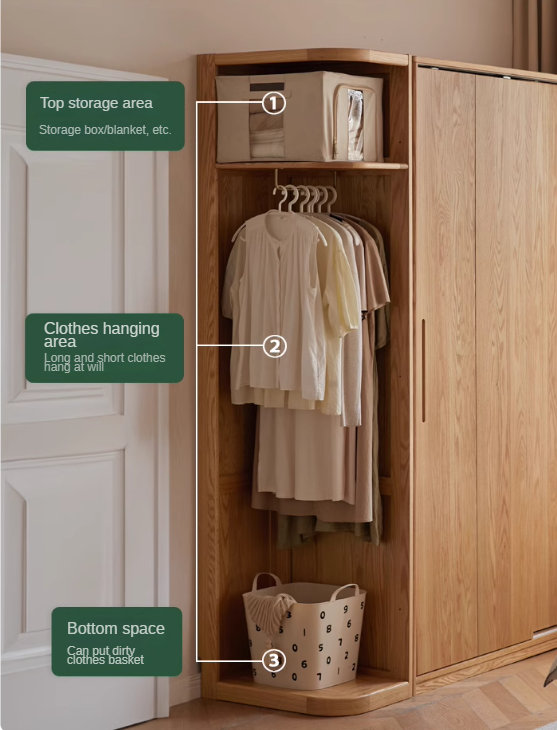Oak, Cherry Solid Wood Corner Triangle Cabinet Corner Wardrobe.