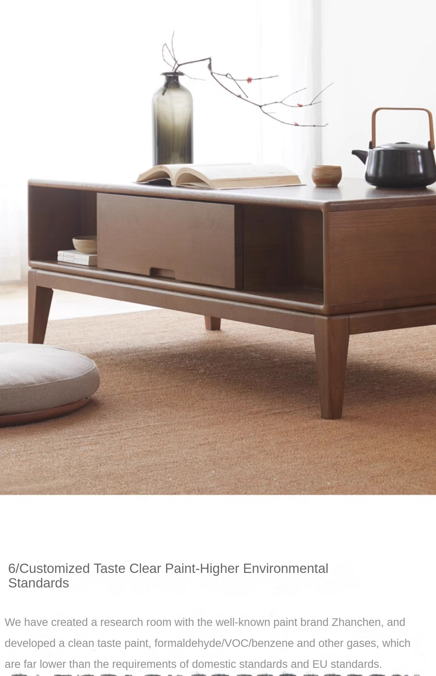 Black Walnut, Ash Solid Wood Modern Coffee Table