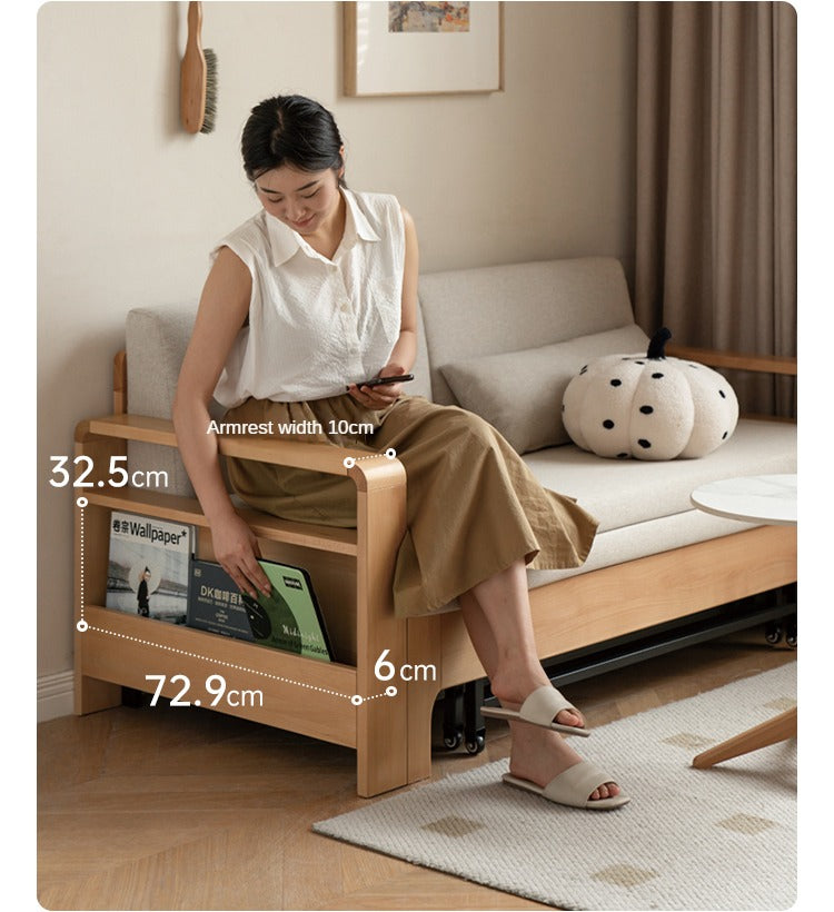 Oak Solid Wood Multi-function Sleeper Sofa.