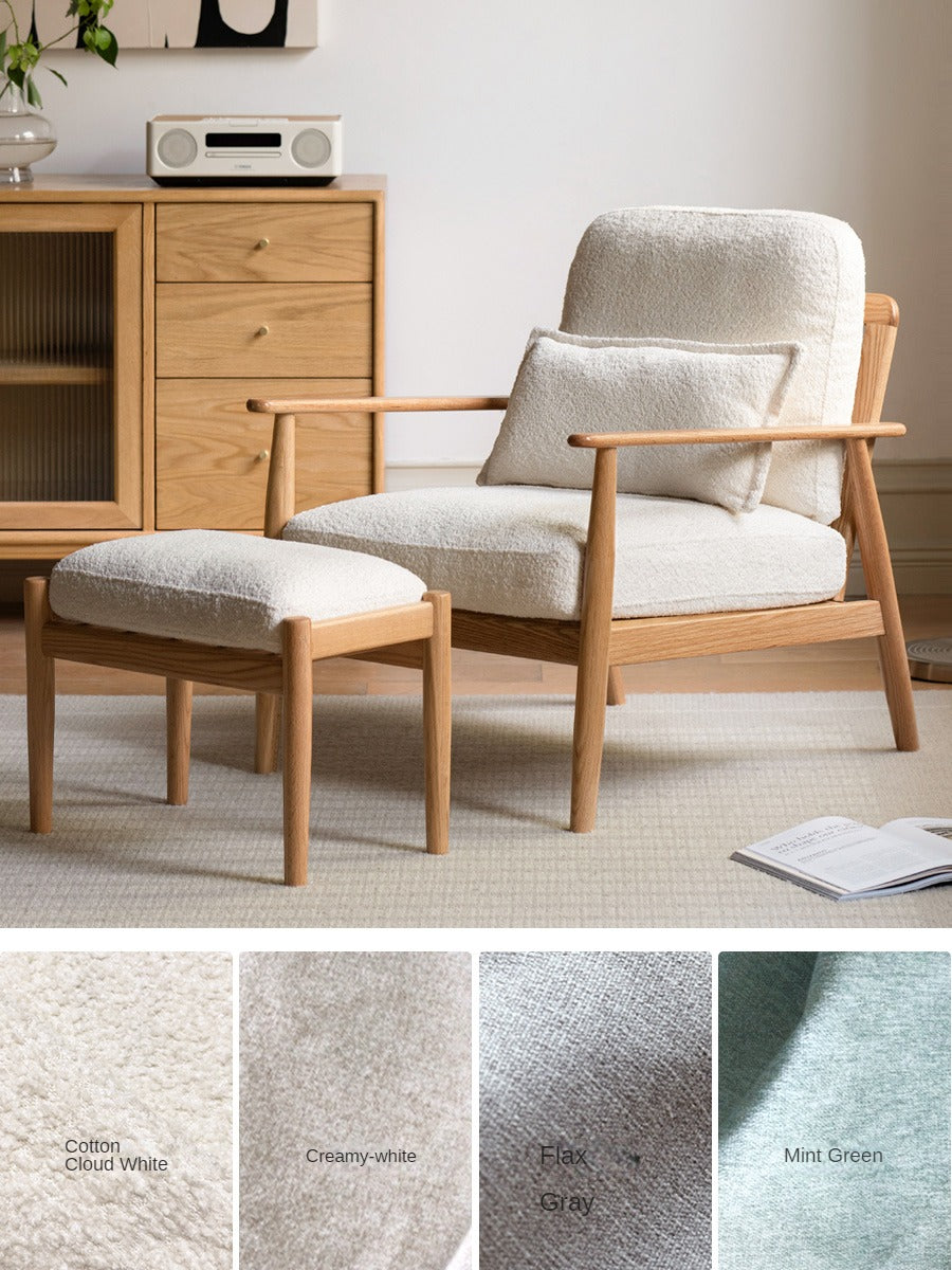 Oak Solid Wood Fabric or Leather Armchair