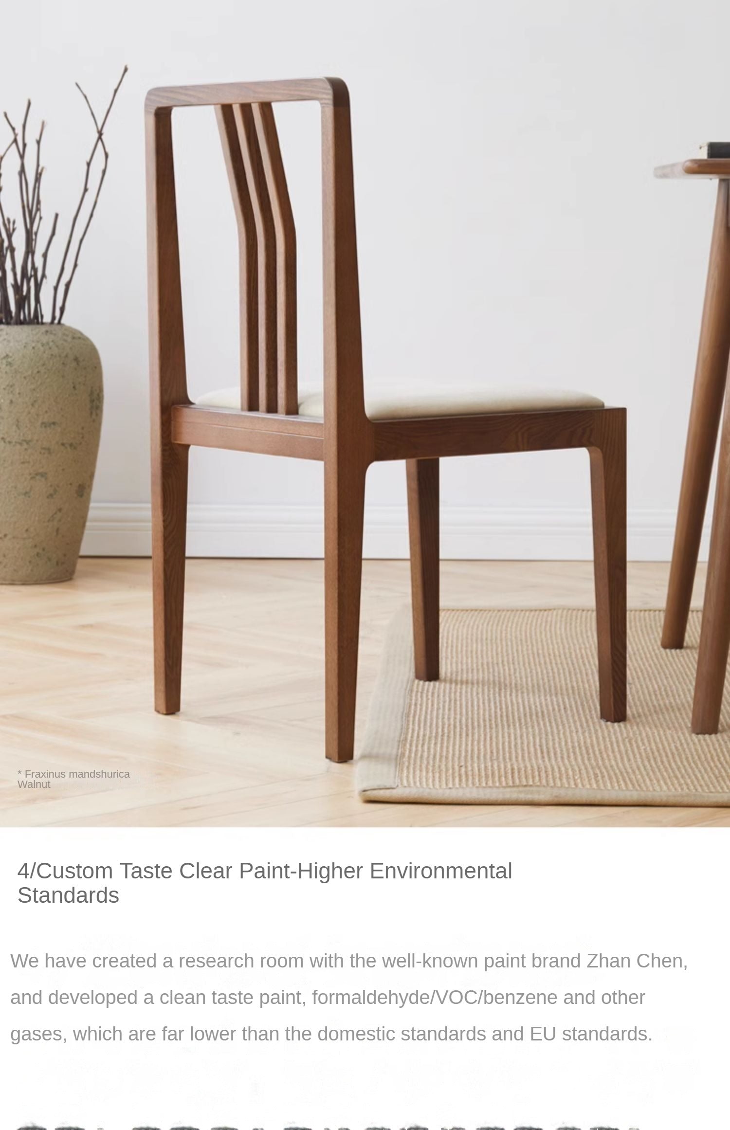 Black Walnut, Ash Solid Wood Dining Chair 4pcs