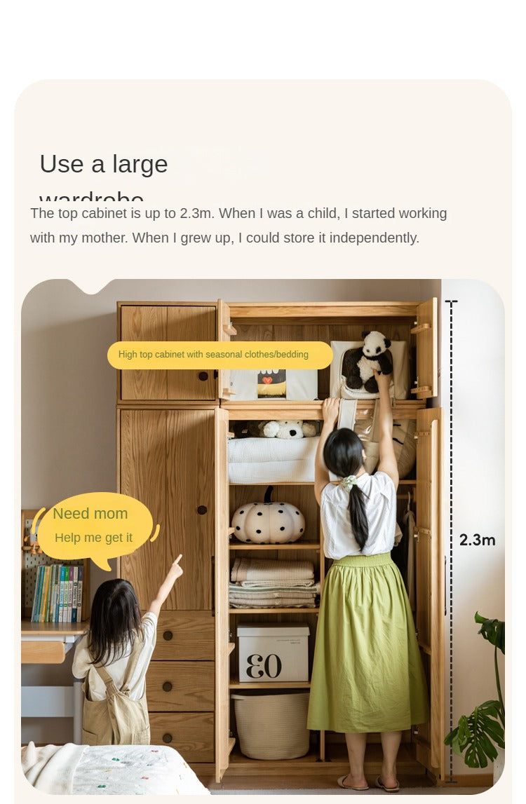 Oak Solid Wood Kids Wardrobe