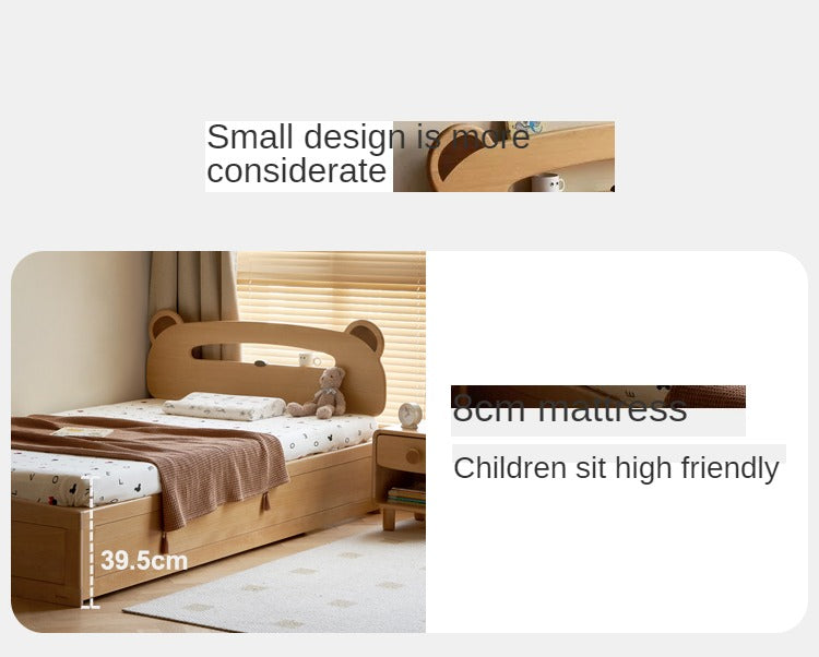 Oak, Beech solid wood Bear night light box bed<