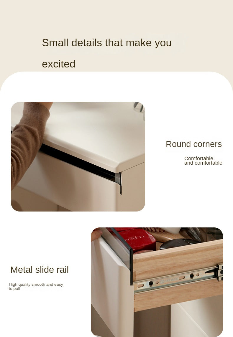 Solid Rubberwood, Poplar Solid Wood Dressing Table Warm White.