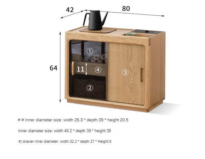 Oak, Ash Solid Wood Tea Maker Integrated Tea Table
