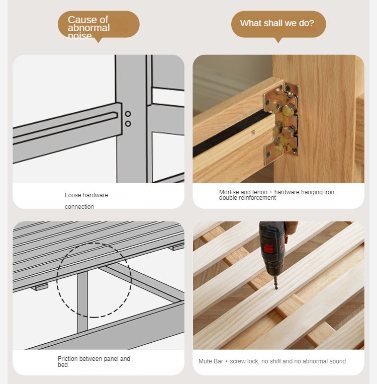 Oak, Rubberwood Solid Wood Bed - SPECIAL PRICE