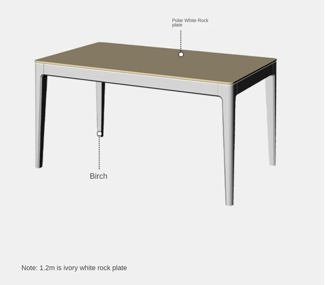 Birch Solid Wood Rock Plate White Cream Dining Table
