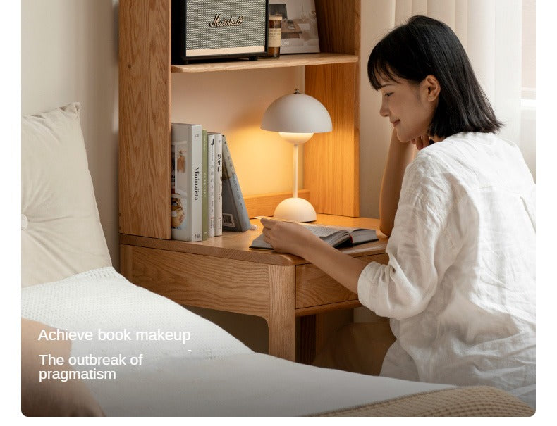 Oak Solid Wood Desk Bookshelf