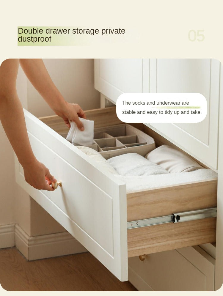 Pine Solid Wood Wardrobe French Cream Style.