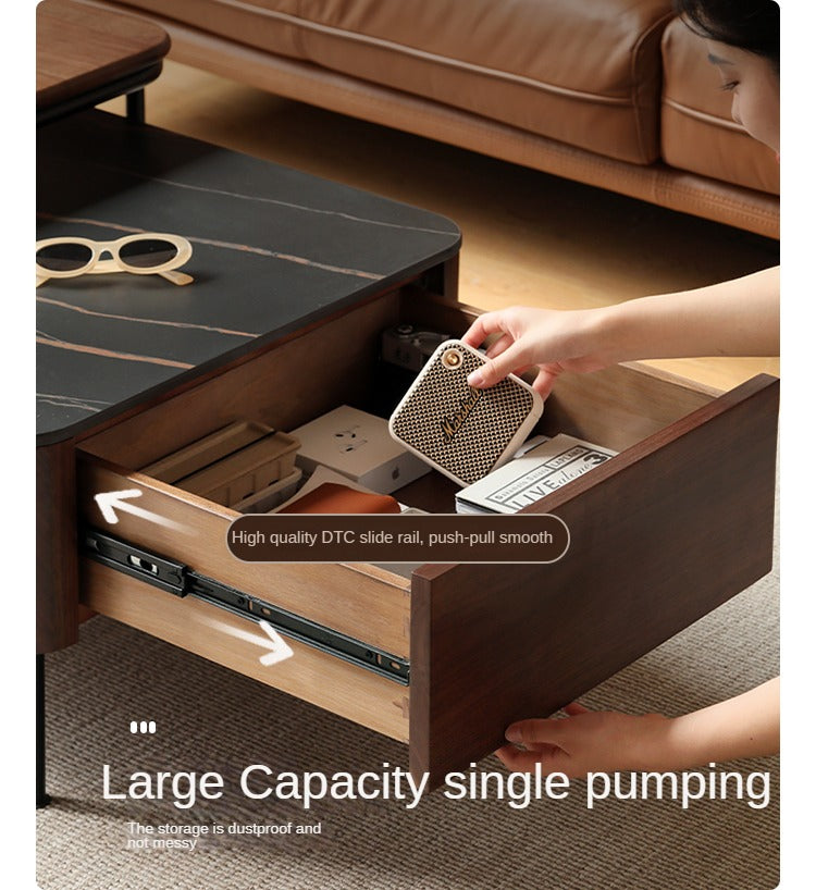 Sandalwood, Oak, Black Walnut Solid Wood Slate Top Coffee Table