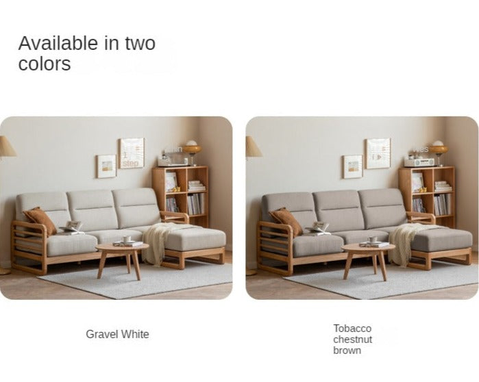 Oak Solid Wood Fabric Sofa.