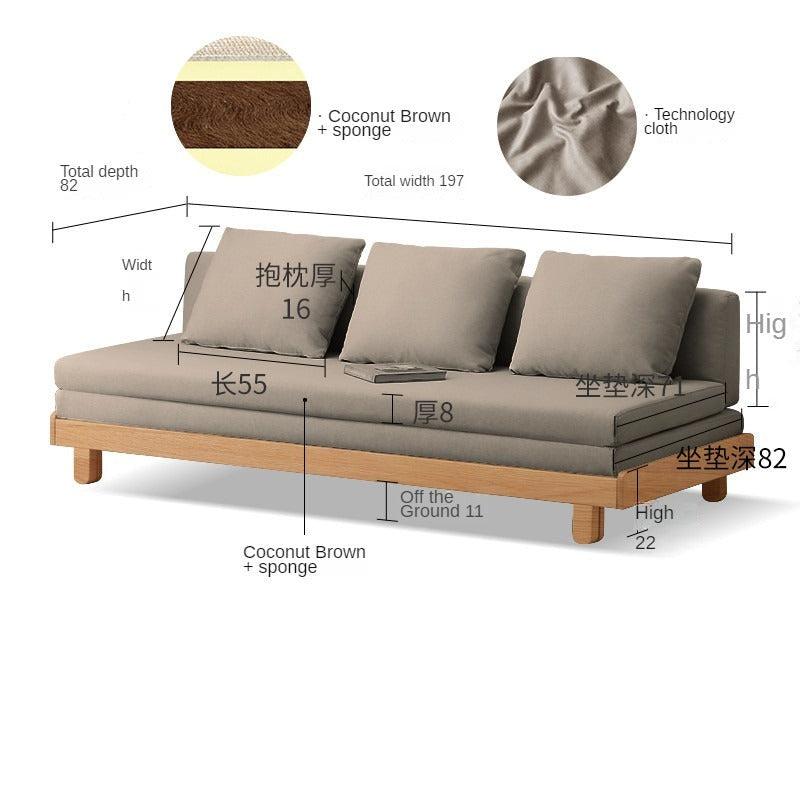 Oak, Beech solid wood sofa bed+