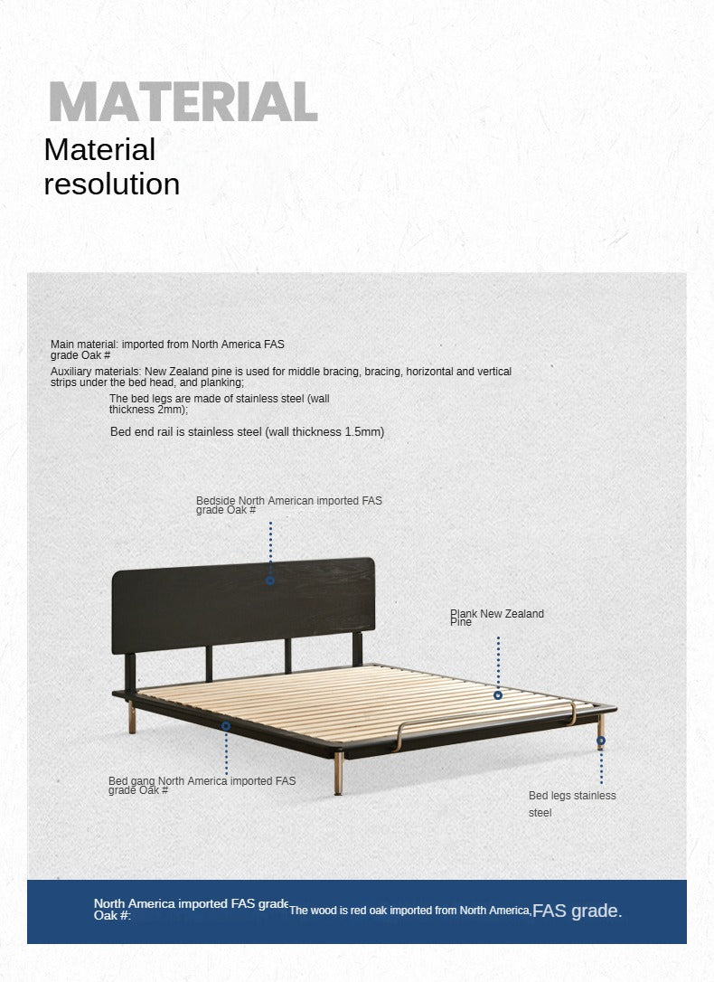 Ash, Oak Solid Wood Bed Minimalist
