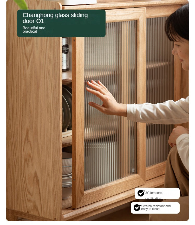 Oak Solid Wood Sideboard Slide Door