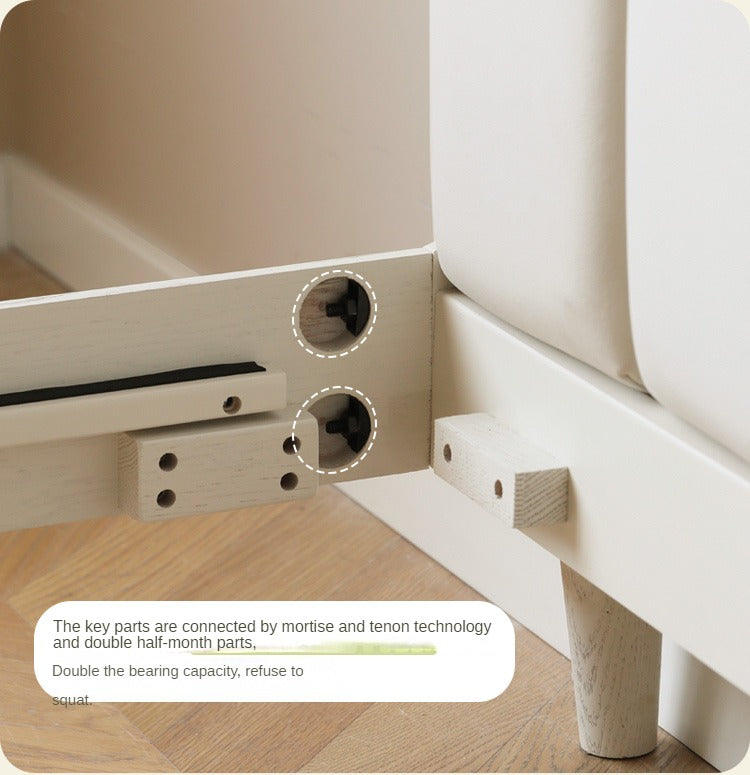 Oak Solid Wood Piano Key Bed Cream Style