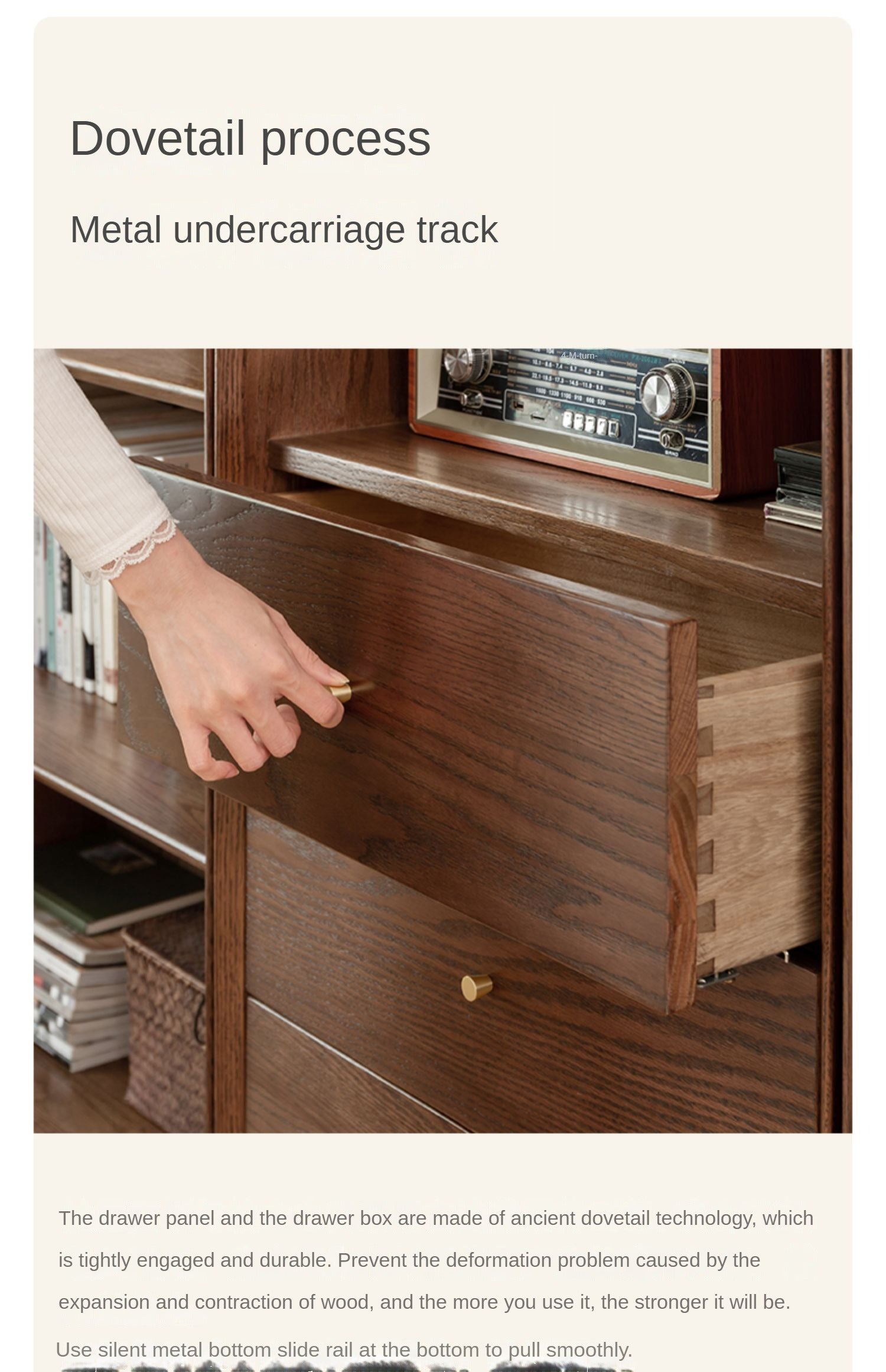 Oak Solid Wood Dust-Proof Glass Door Wall Floor-To-Ceiling Bookshelf