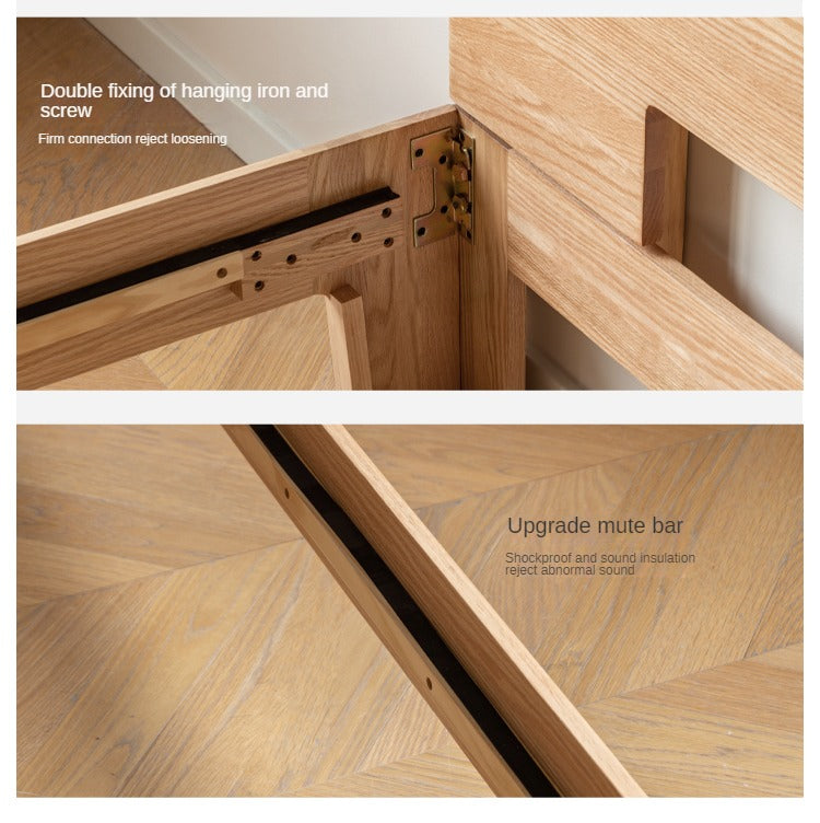 Oak Solid Wood Bed Thickened Headboard