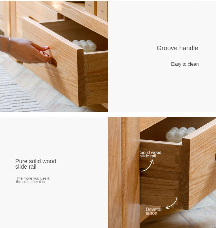 Oak, Rubberwood Solid Wood Drawer Bookcase