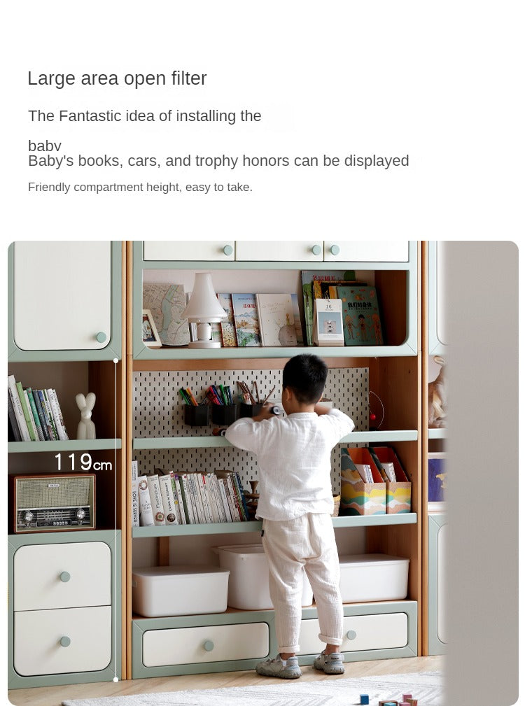 Beech Solid Wood Children's Combination Cabinet Multi-Functional