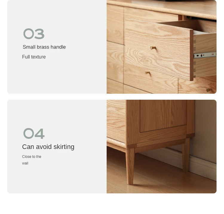 Oak Solid Wood, Solid RubberWood Nordic Chest of Drawers