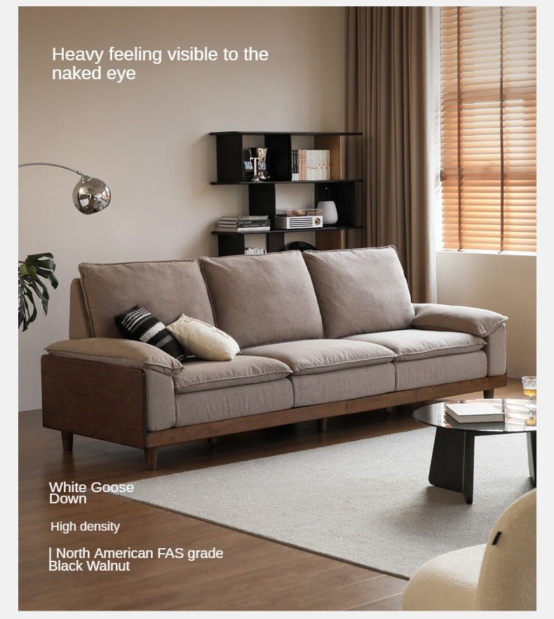 Black Walnut, Ash, Oak Solid Wood High Back Sofa.