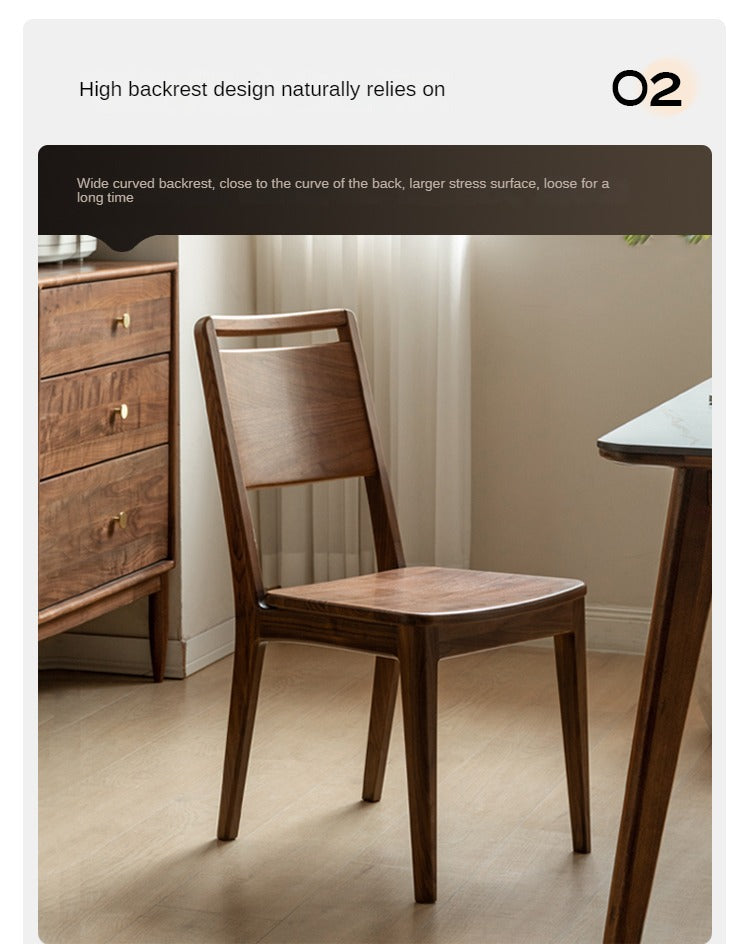 4 pcs Black Walnut, Ash, Oak, Sandalwood Solid Wood Dining Chair High Back