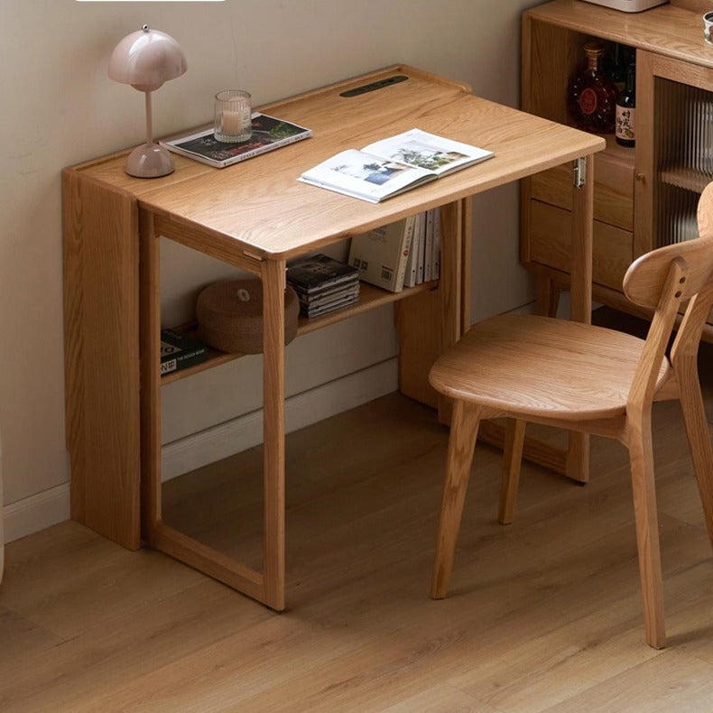 Solid Rubberwood, Oak Solid Wood Nordic Modern Dining Folding Table
