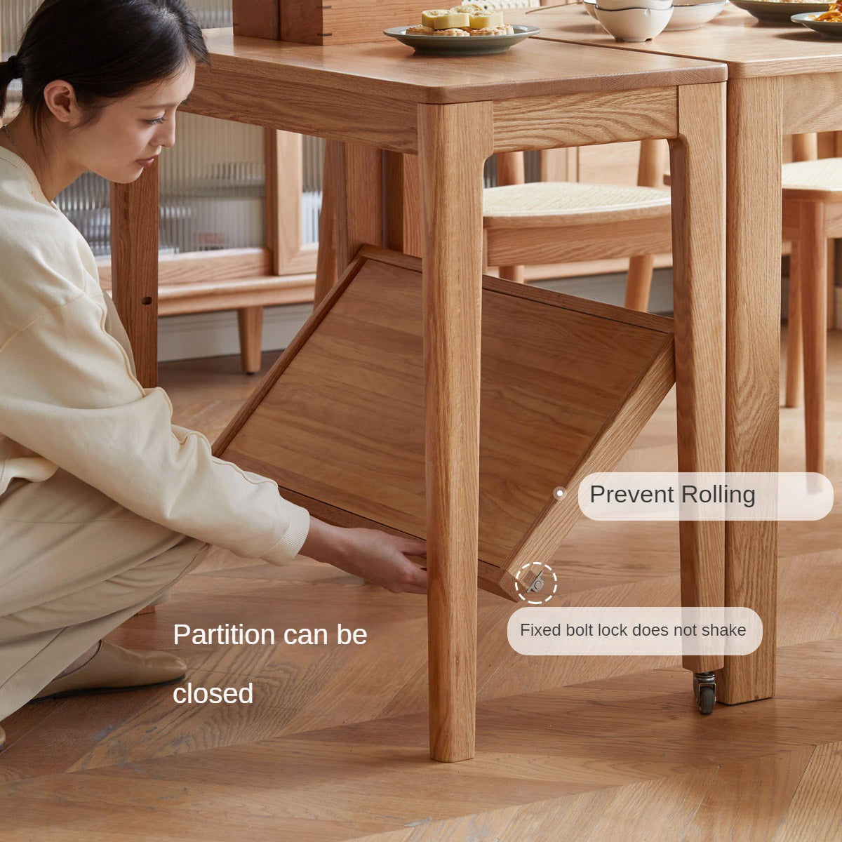 Oak Solid Wood Edge Table, Movable Small Table