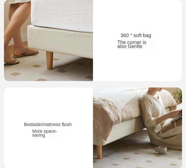 Fabric Cream Soft Minimalist Bed