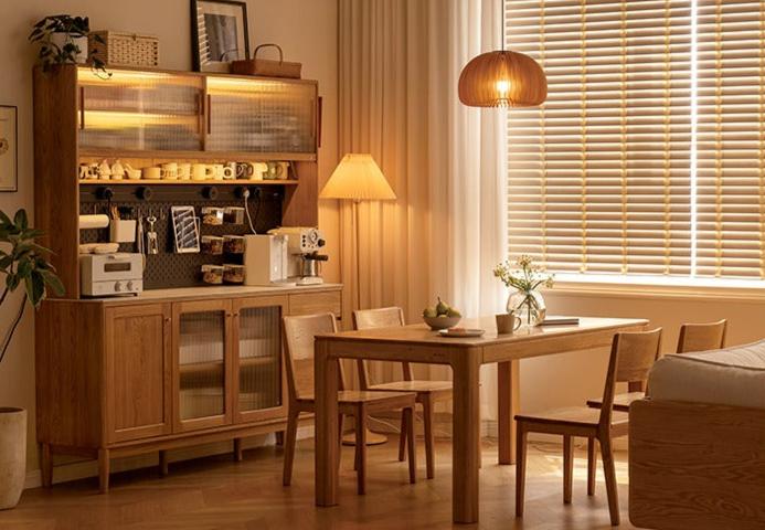 Oak Solid Wood Rock Plate Capacity High Storage Cabinet