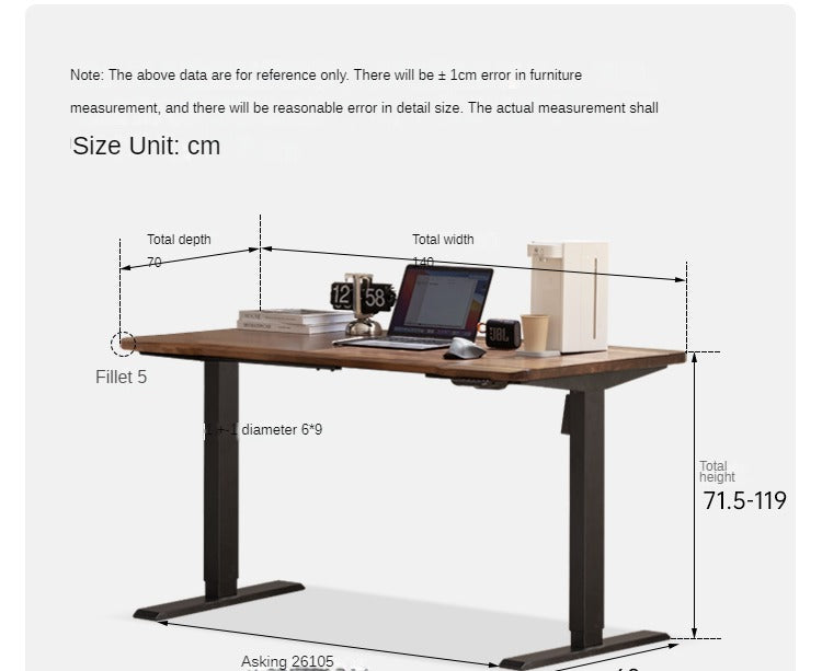 Ash, Sandalwood, Black Walnut Solid Wood Electric Elevating Office Desk