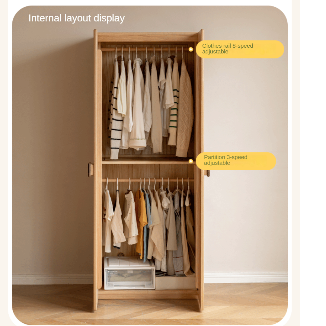 Oak Solid Wood Children's Wardrobe -