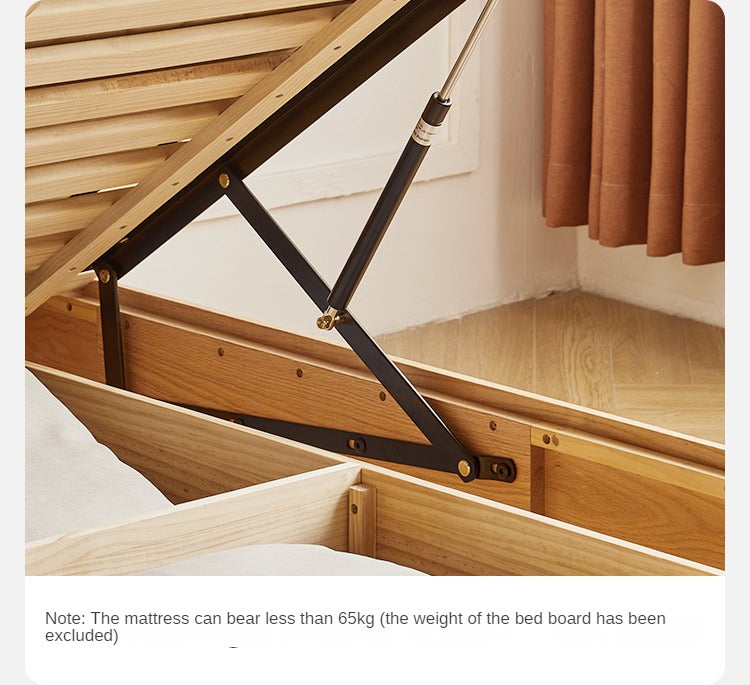 Oak solid wood platform bed, headboard-free bed suspension bed.