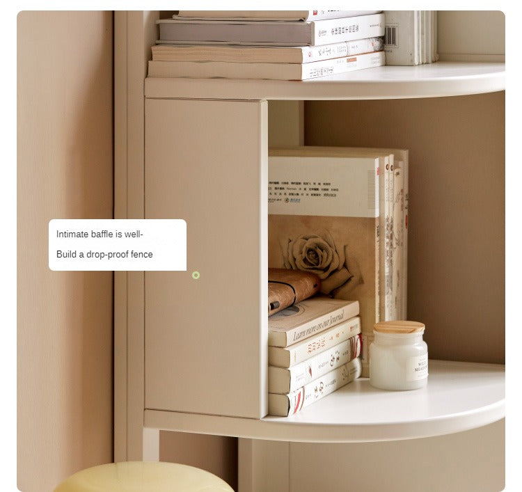 Tulipwood Solid Wood Corner Bookshelf, Floor-standing Storage Rack Cream Style