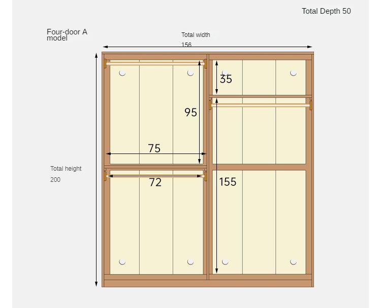 Oak Solid Wood Narrow Wardrobe.