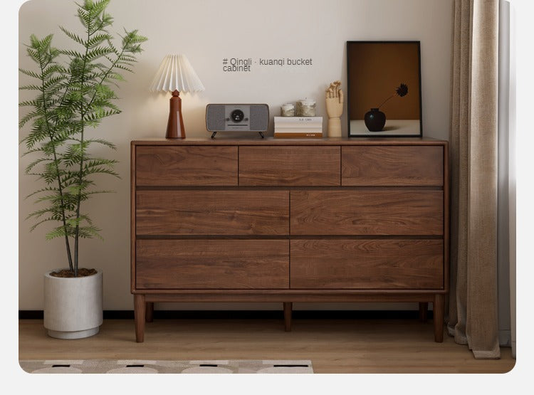 Black Walnut, Ash Solid Wood Chest of Drawers