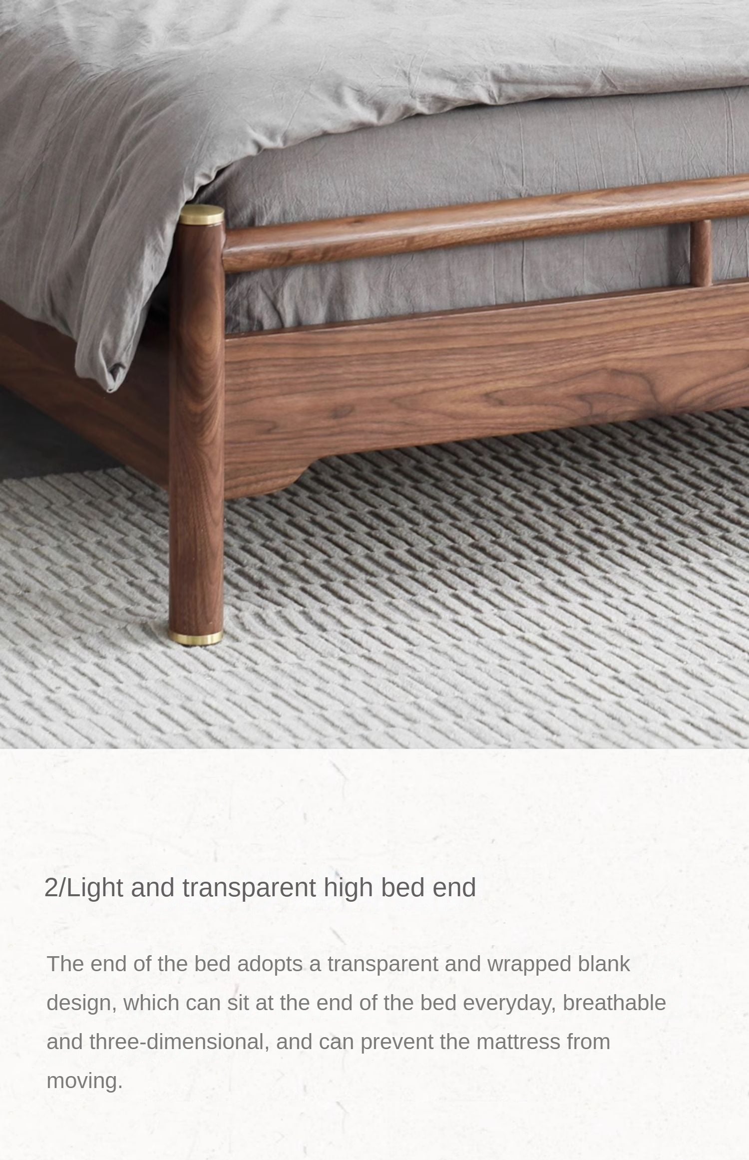 Black Walnut, Ash Solid Wood Bed