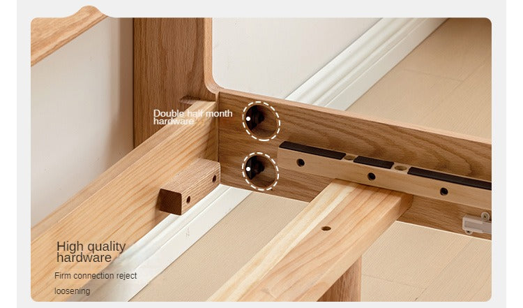 Oak Solid Wood Modern Suspension Bed