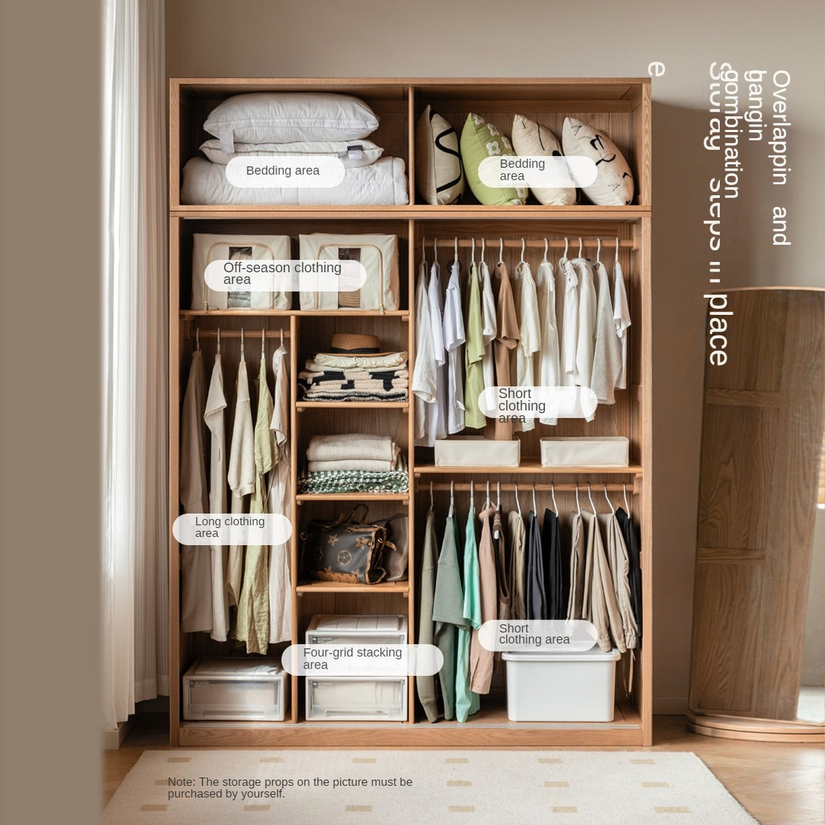 Oak, Pine Solid Wood Sliding Door Wardrobe.