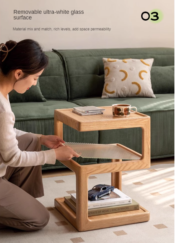 Oak, Black Walnut, Cherry, Poplar Solid Wood Corner Square Side Table.